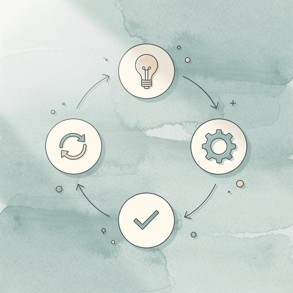 Trading cycle showing continuous process of market selection, entry, management, and exit
