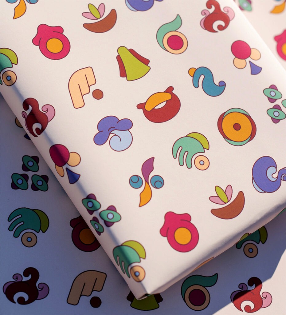 colorful pictograms based on ancient Chinese hieroglyphs