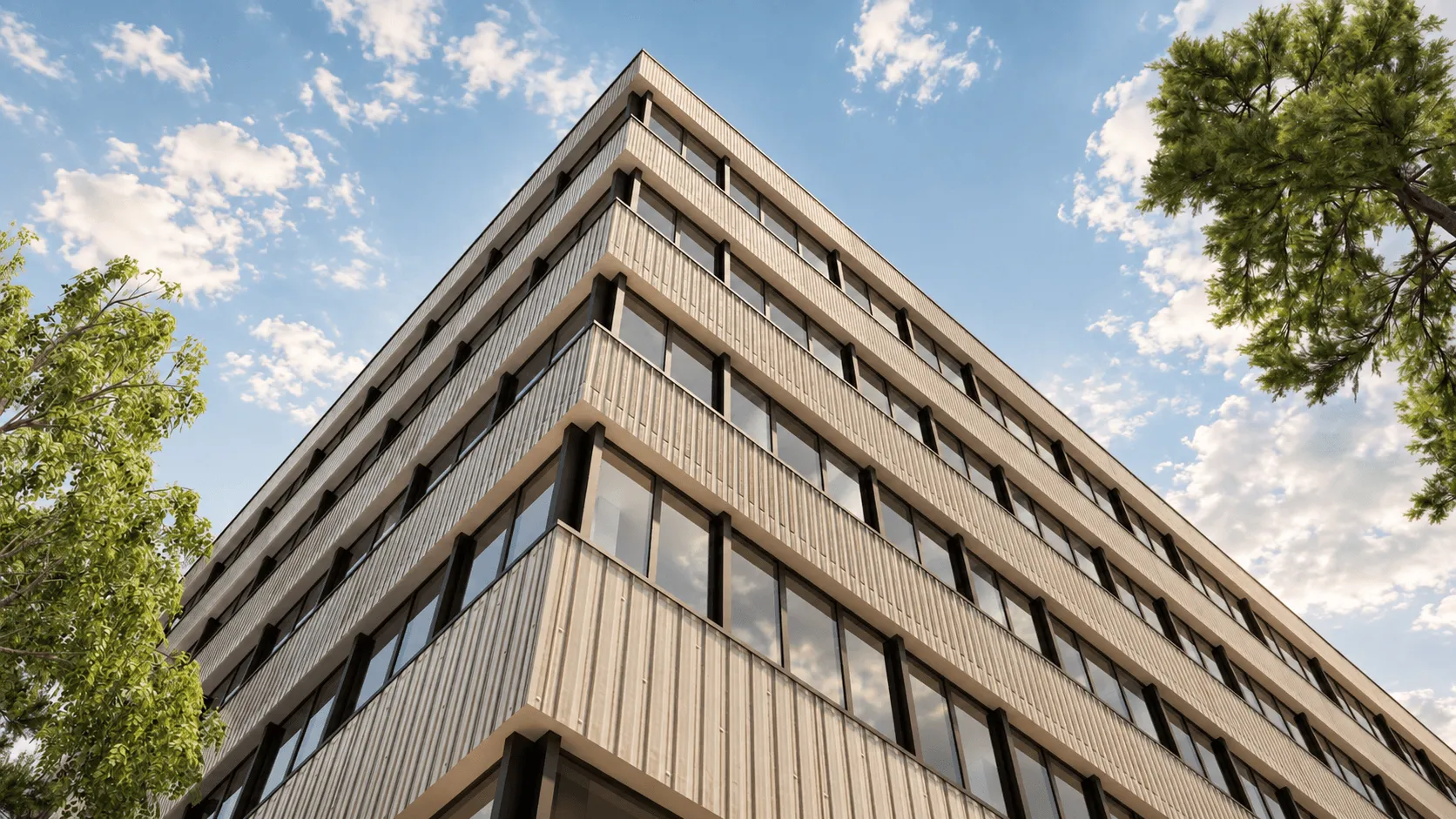 3D render of a building, close up