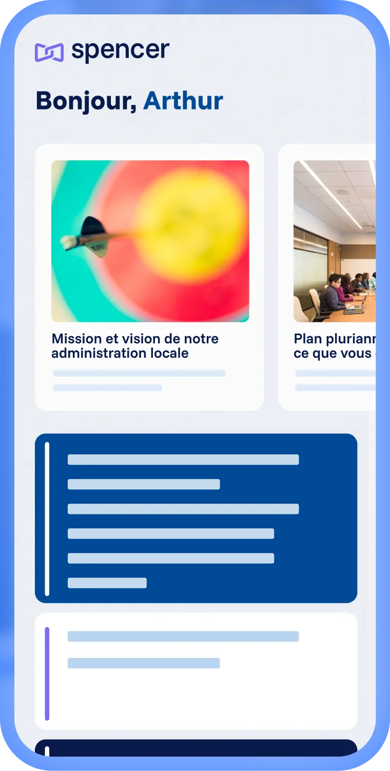 Application mobile Spencer pour la communication interne avec aperçu d’article, message personnalisé et aperçu des mises à jour internes
