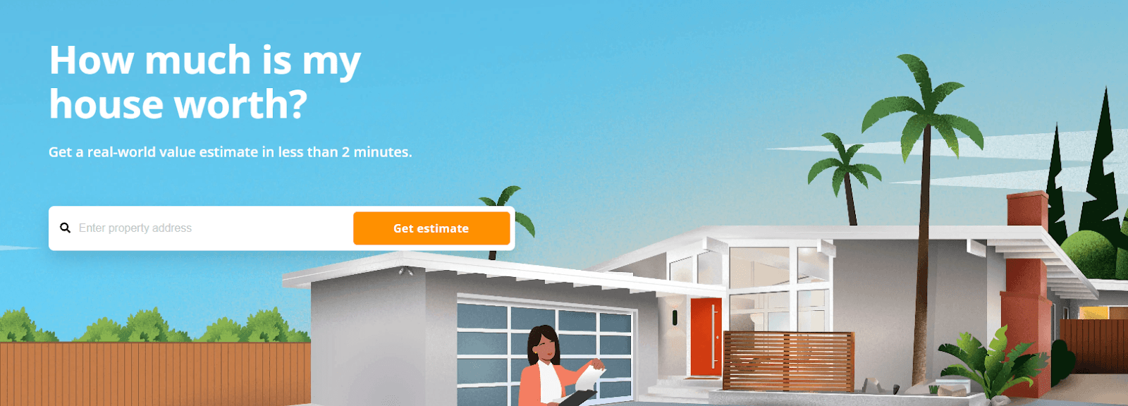 real estate landing page example from HomeLight  showcasing above the fold section.