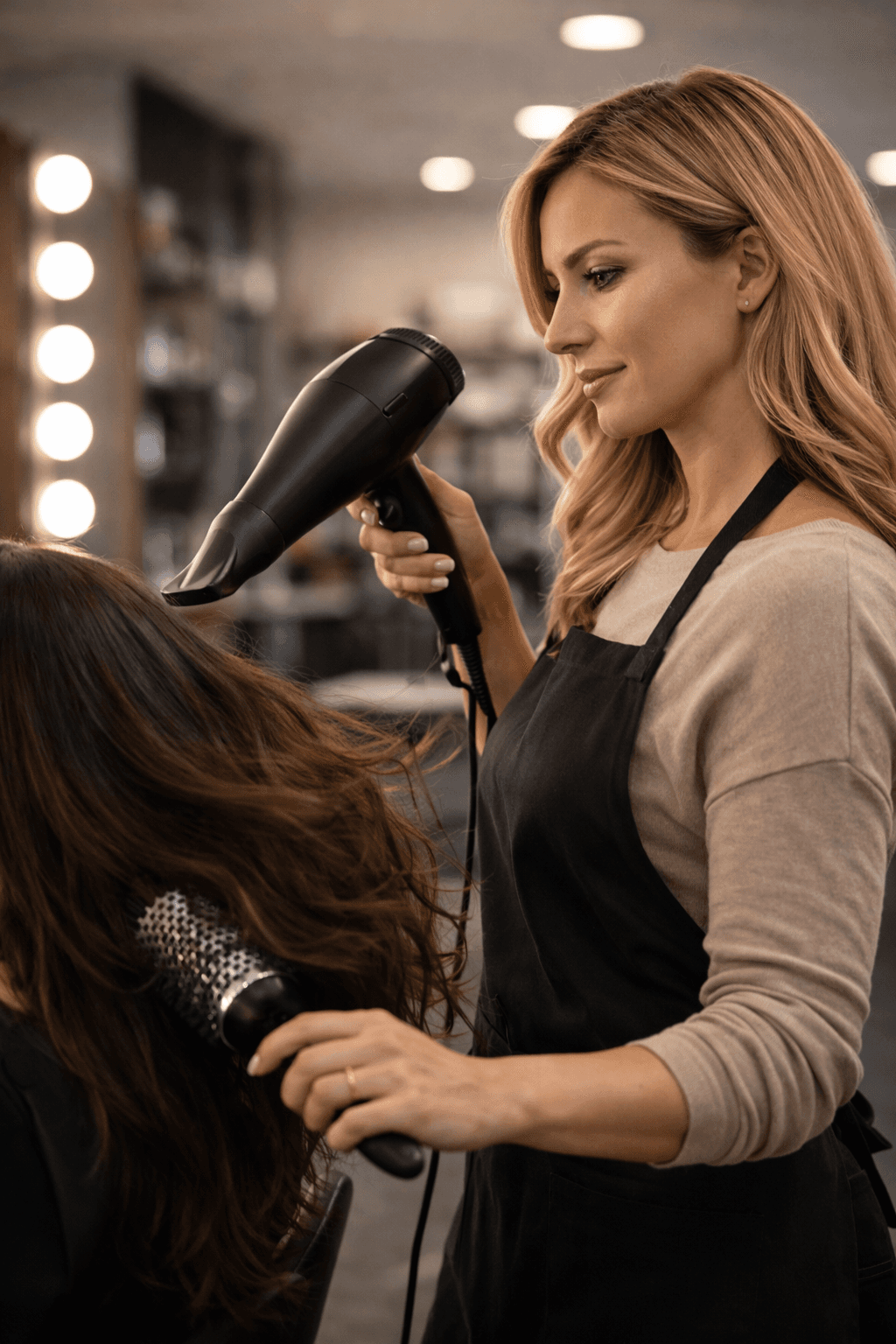 Person in a blue hoodie looking upwards into a dramatic blue light.