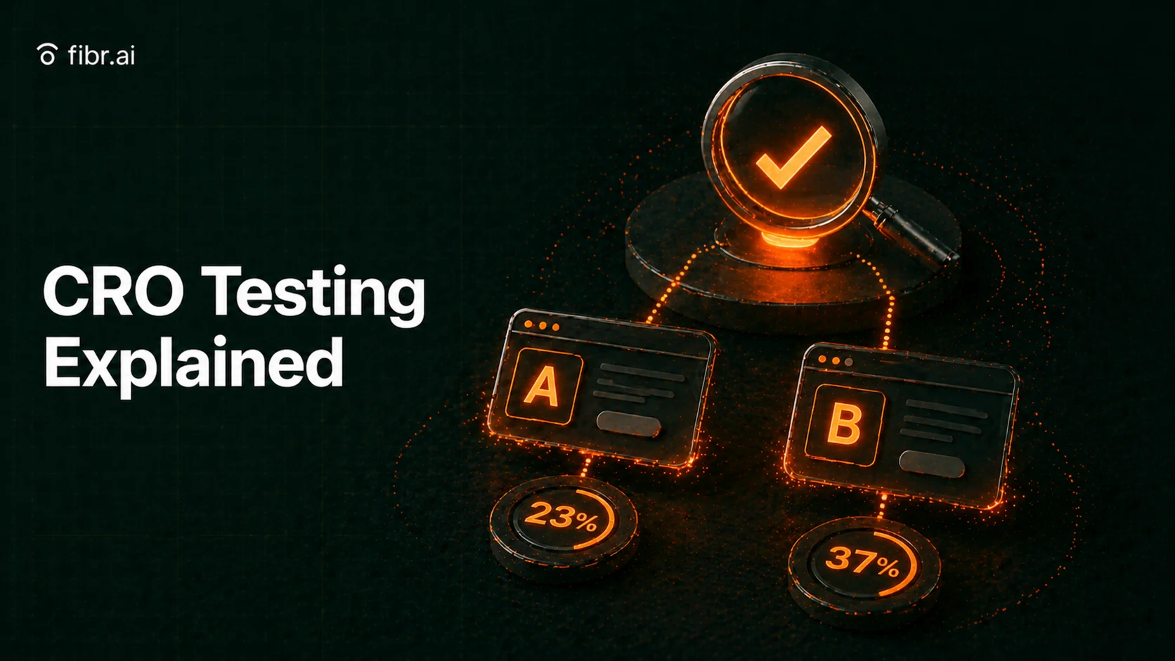 CRO testing visualization showing A/B experiment variants connected to performance results, highlighting data-driven comparison and optimization for improved conversion outcomes.