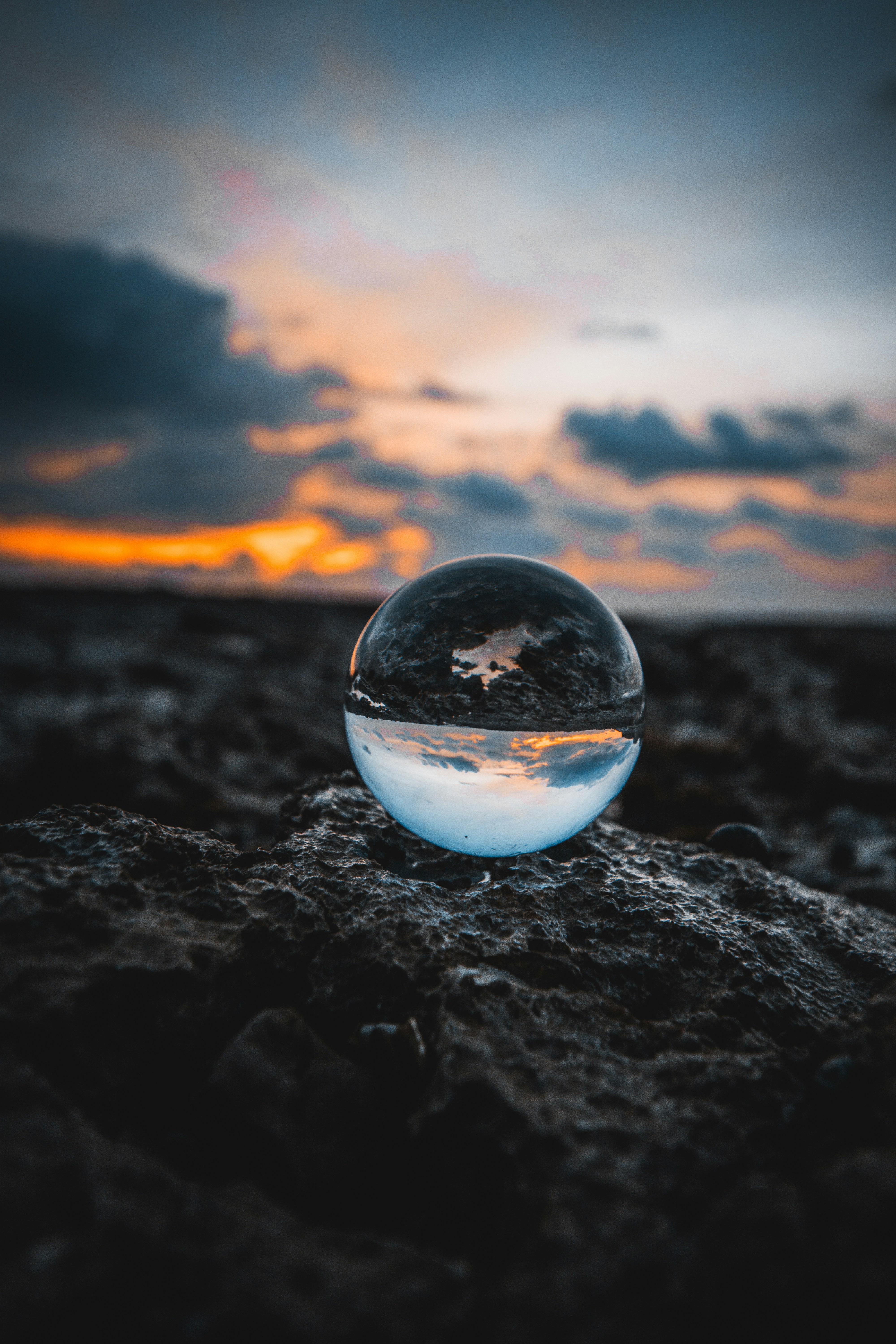 Glass buld on rocks