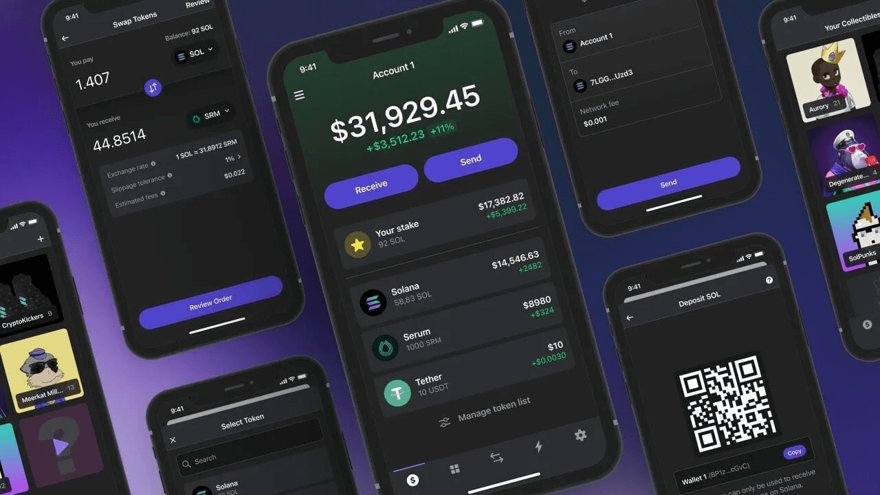 Screenshots of a mobile crypto wallet - 10 Best Phantom Alternatives for Your Digital Assets