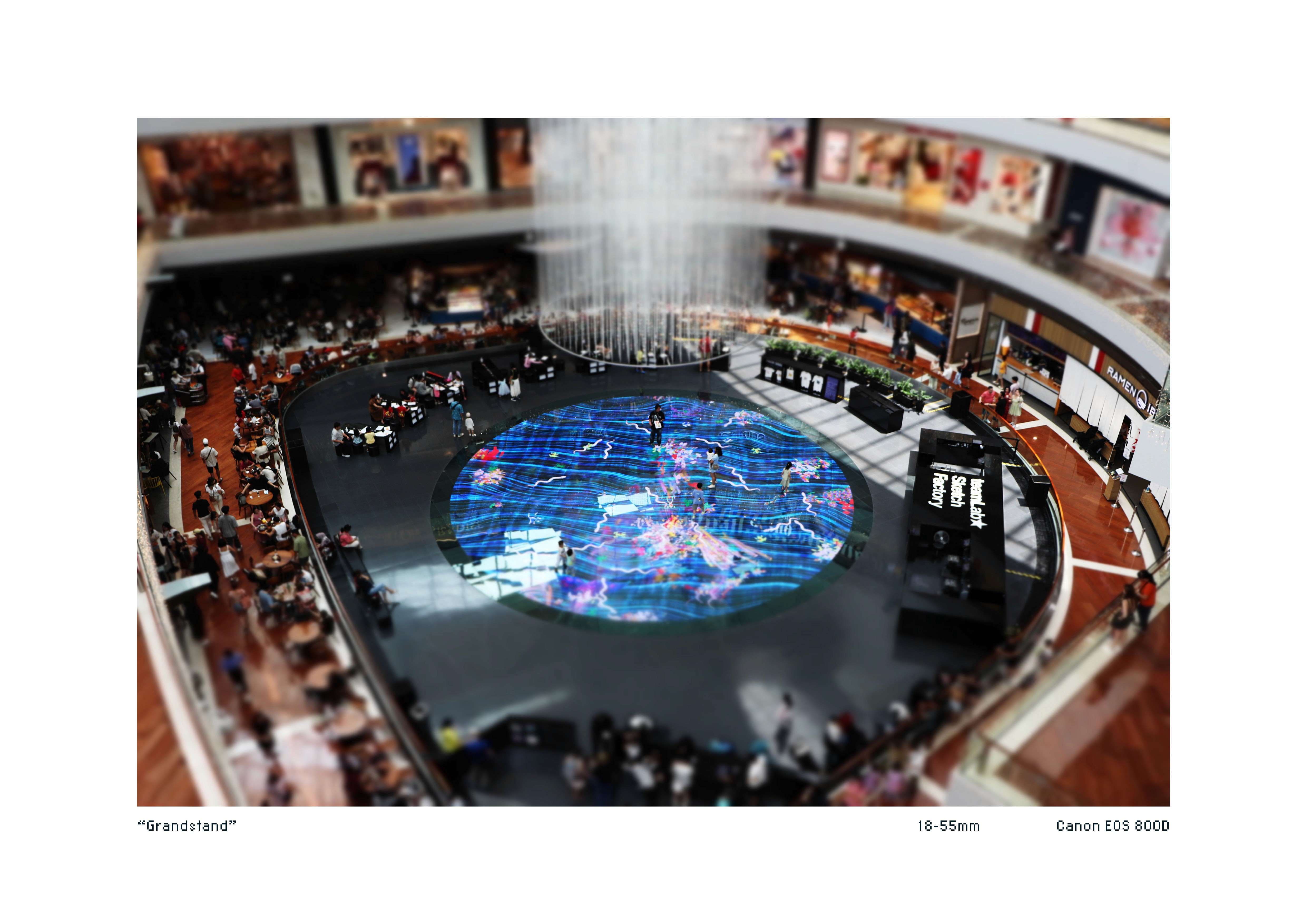 Tiltshift image of The Shoppes at Marina Bay Sands in Singapore