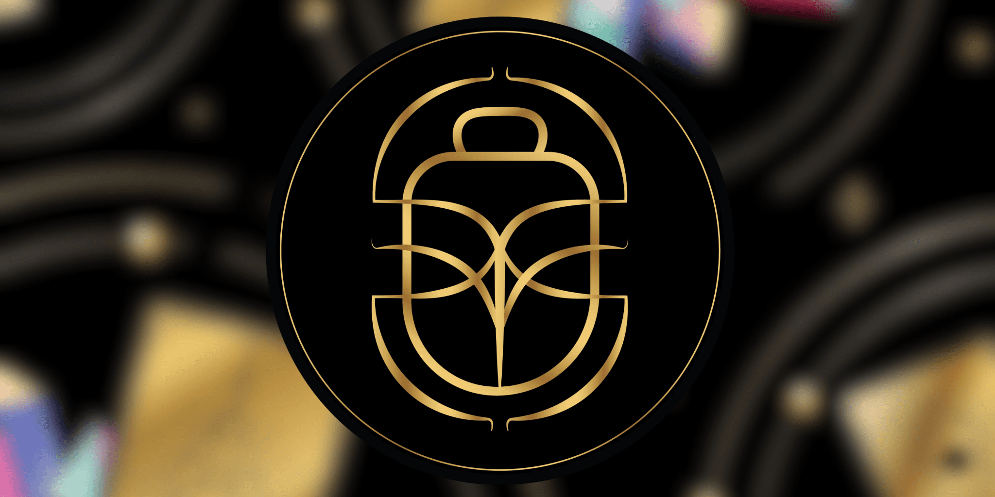 Gold Totems & Tarot emblem on black circular background, representing crystal healing and tarot brand.