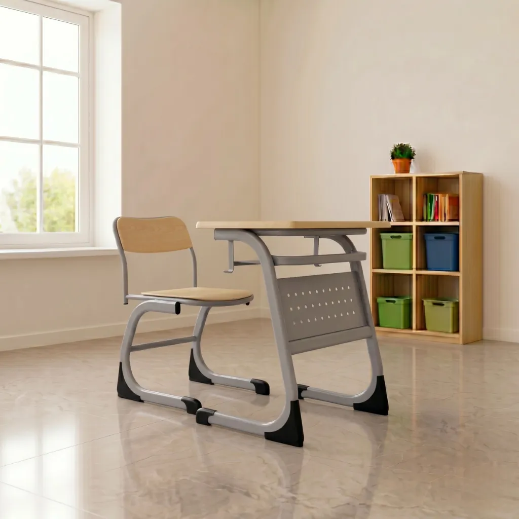 student desk and chair set with metal frame made in Turkey