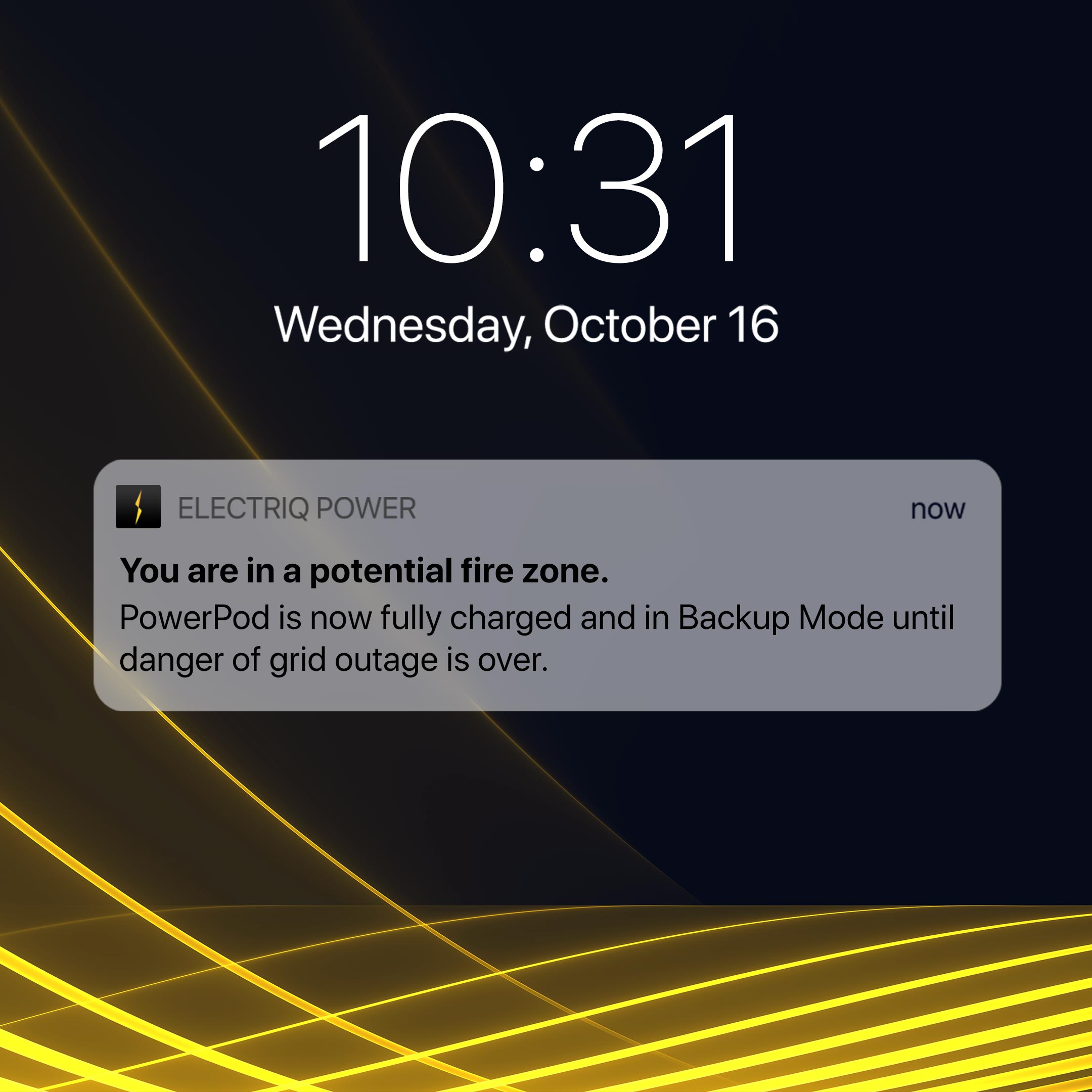 Electriq Power app push notification