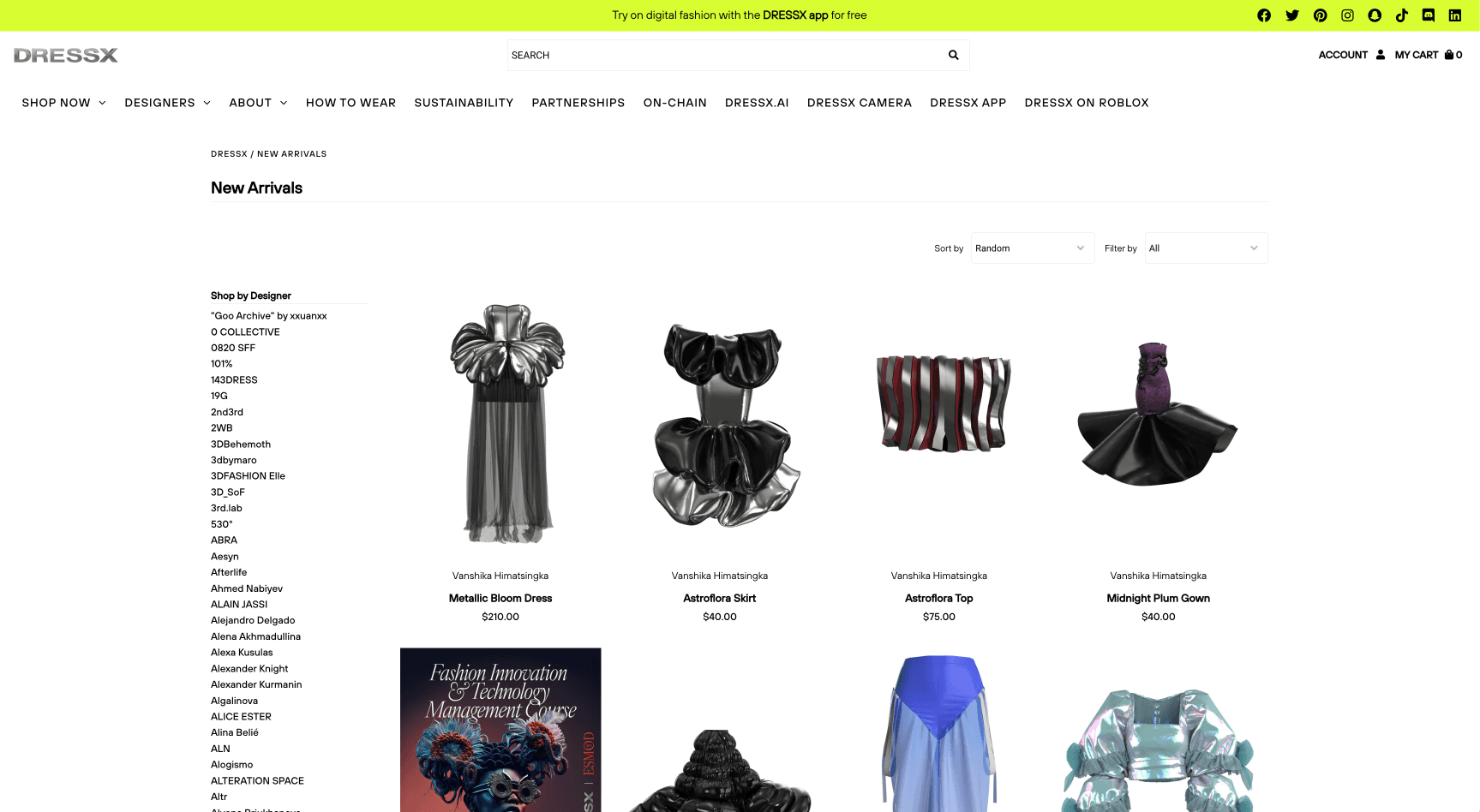 ecommerce marketplace showcasing futurustic clothes