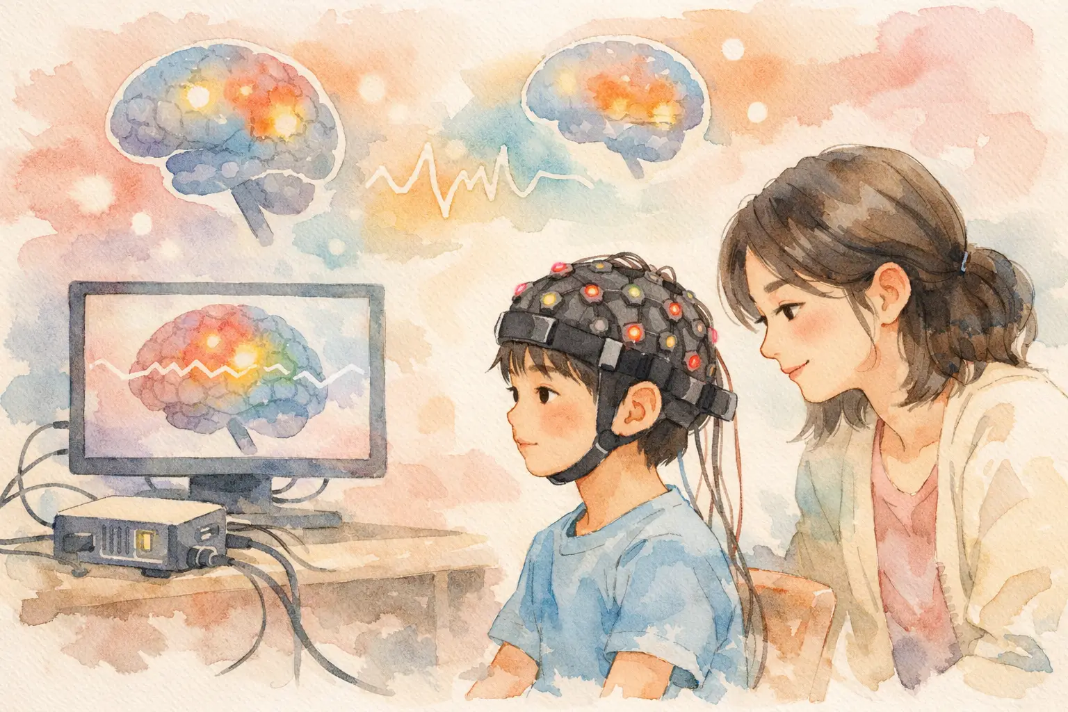 Boy in fNIRS assessment