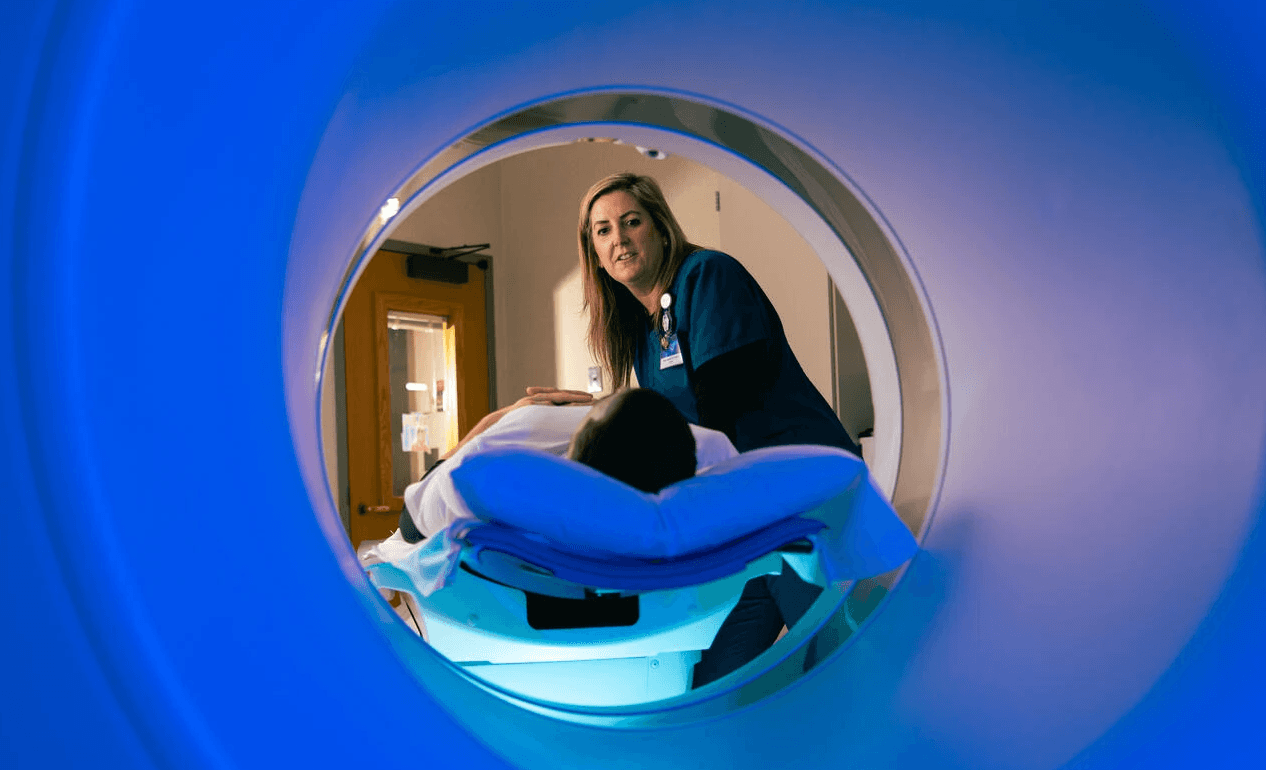 CT scanner in a clinical imaging room