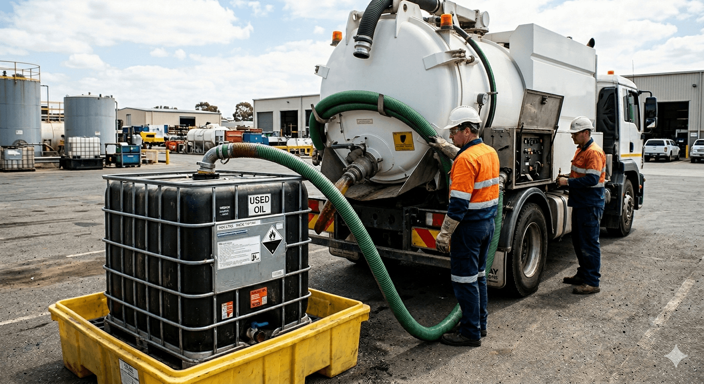 Vacuum truck pumping used oil