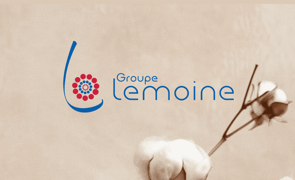 Groupe Lemoine logo with stylized cotton branch and flower icon.