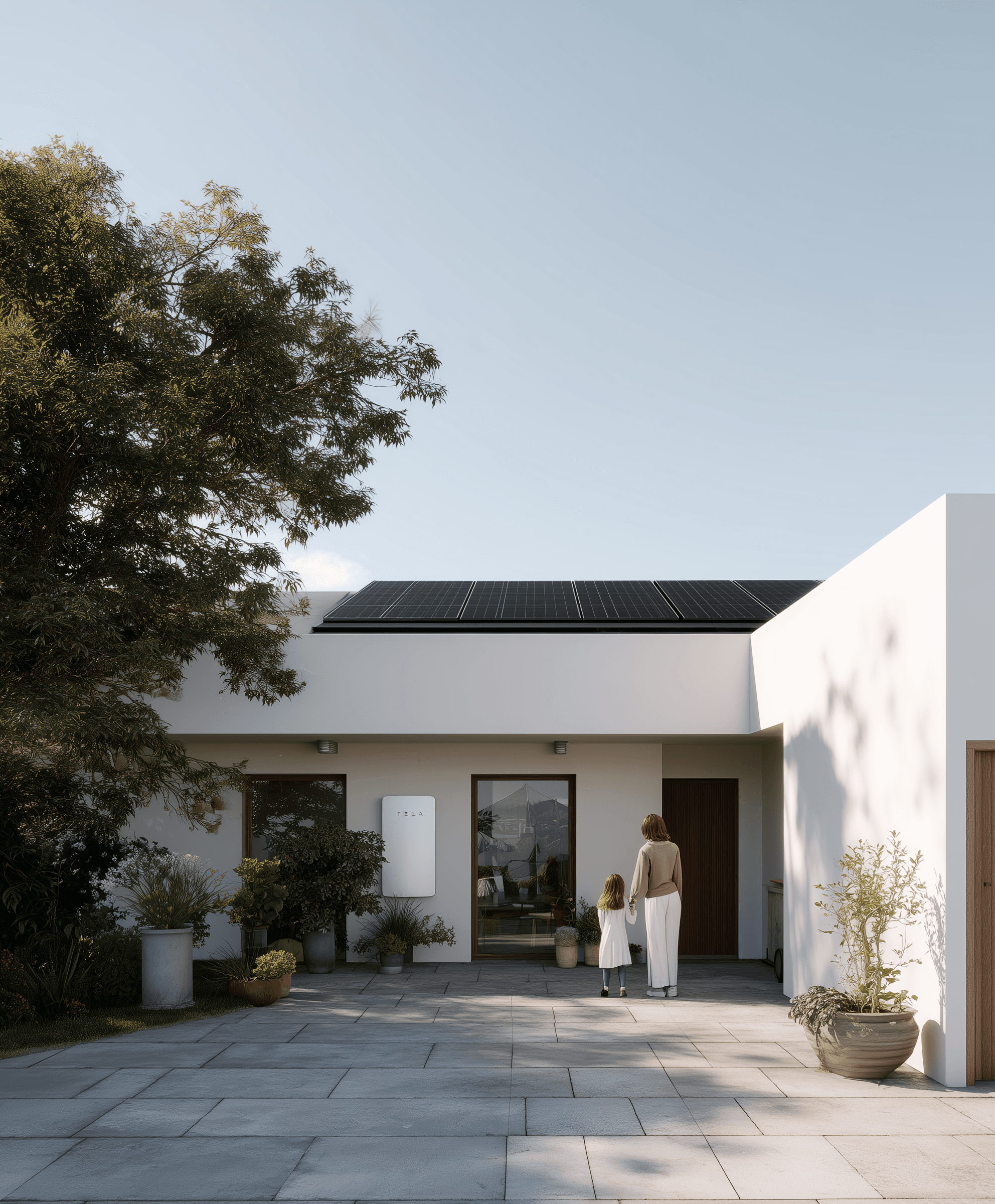 Modern house with solar panel on the roof in mexico
