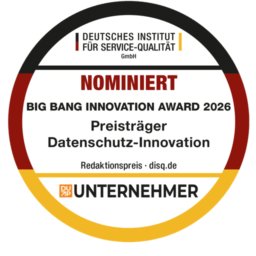 Nominiertensiegel: Big Bang Innovation Award 2026 – Preisträger Datenschutz-Innovation