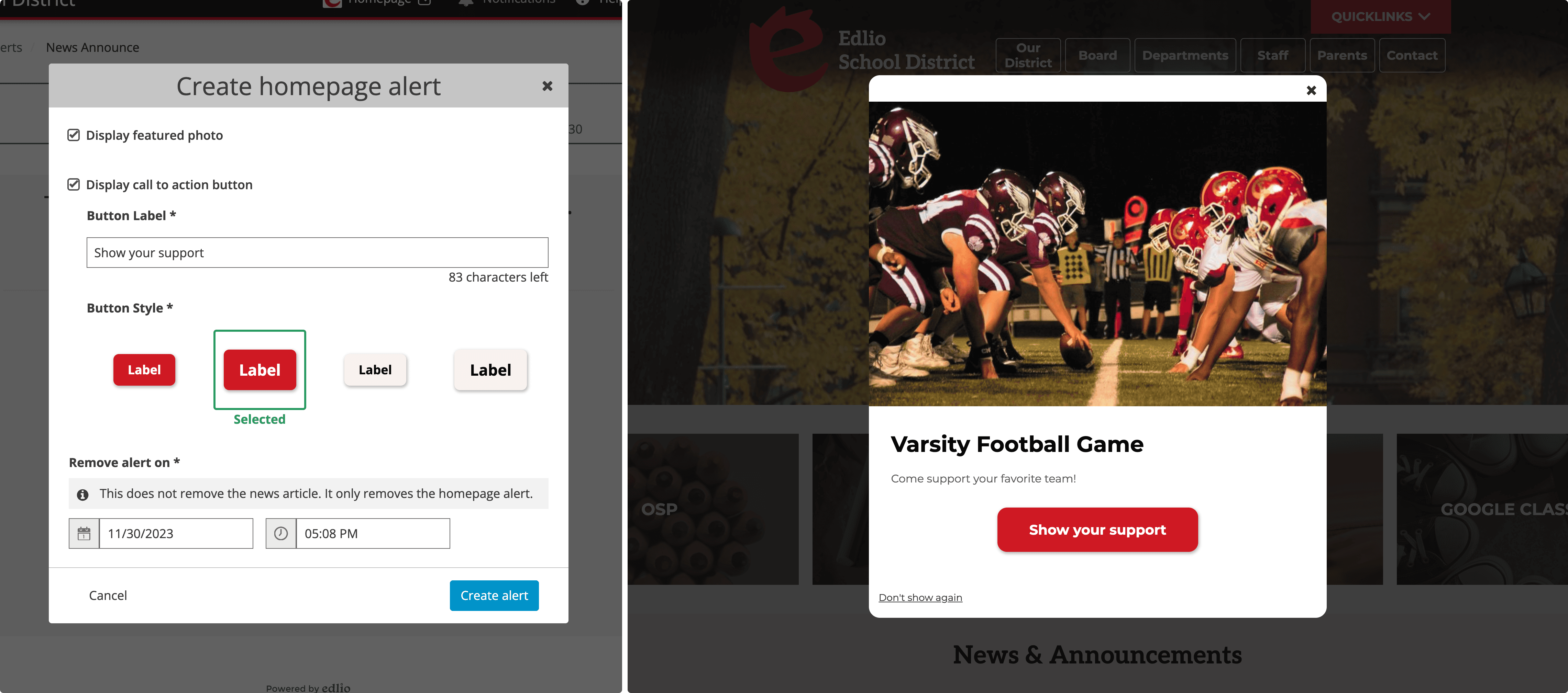 screenshots of new version in admin and public site