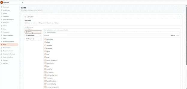 Filtering audit records by module