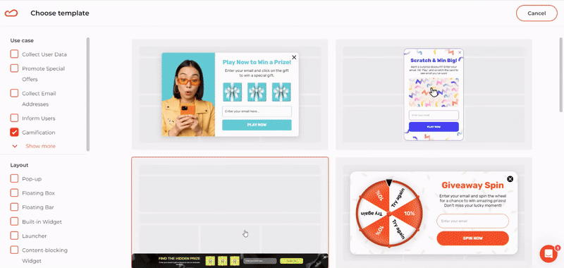 Claspo gamified popup creation