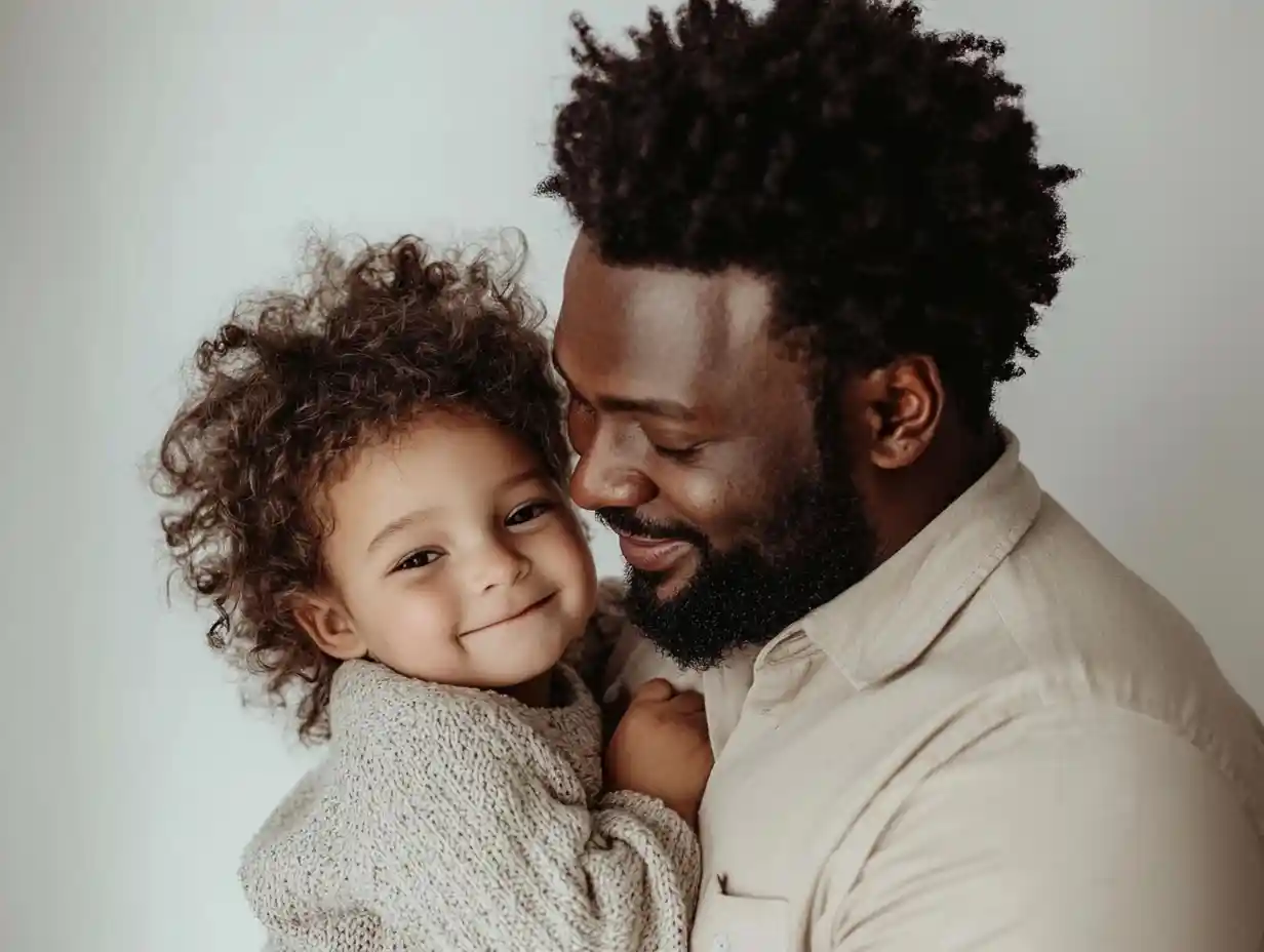 A loving parent embracing a smiling child, symbolizing the personalized and thoughtful matches provided by United Nannies.