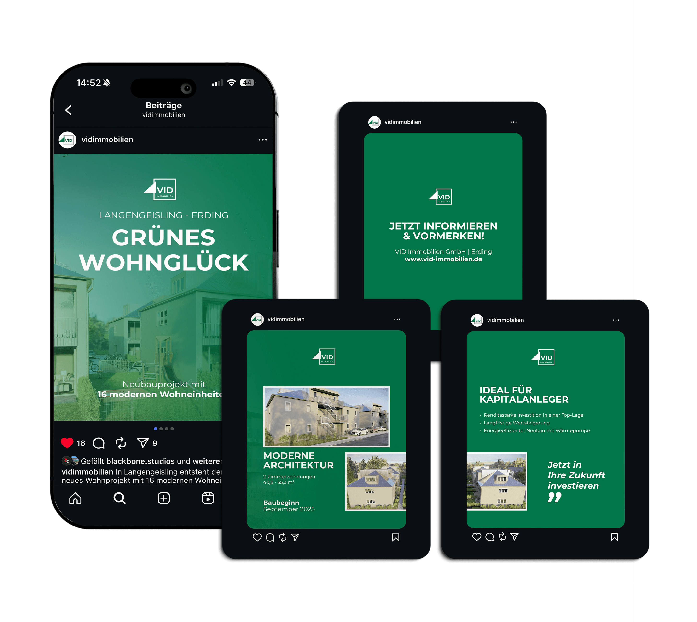 Social-Media-Beitragsdesign für VID-Immobilien, erstellt von Blackbone