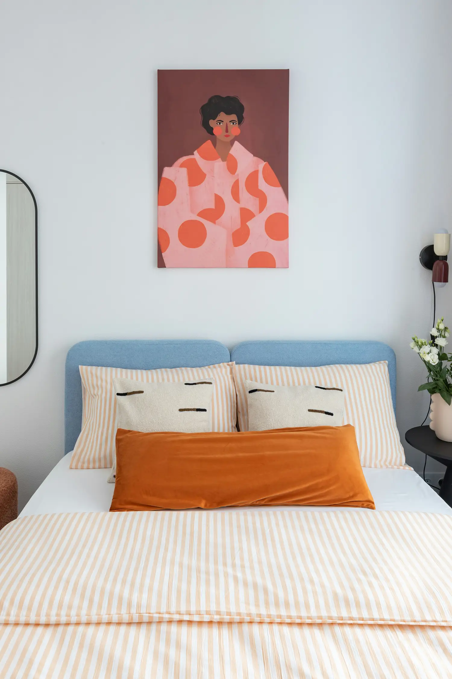 A modern, colorful bedroom showing where where young professionals live in NYC