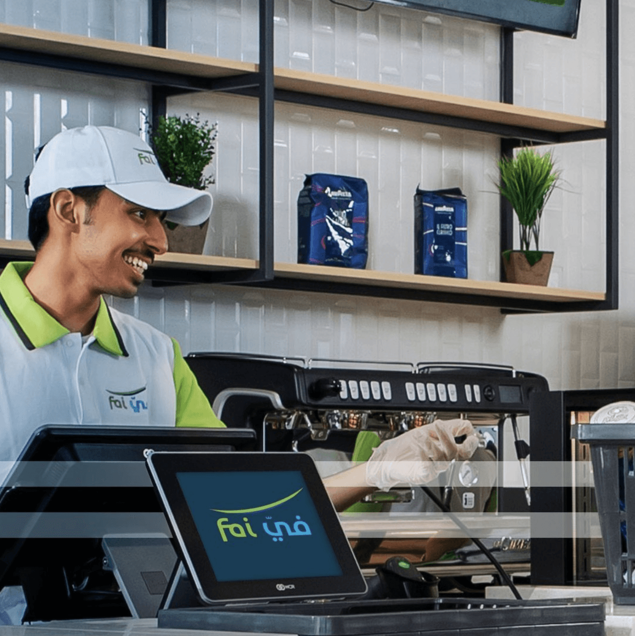 Red and black 3D cube mockup on a table