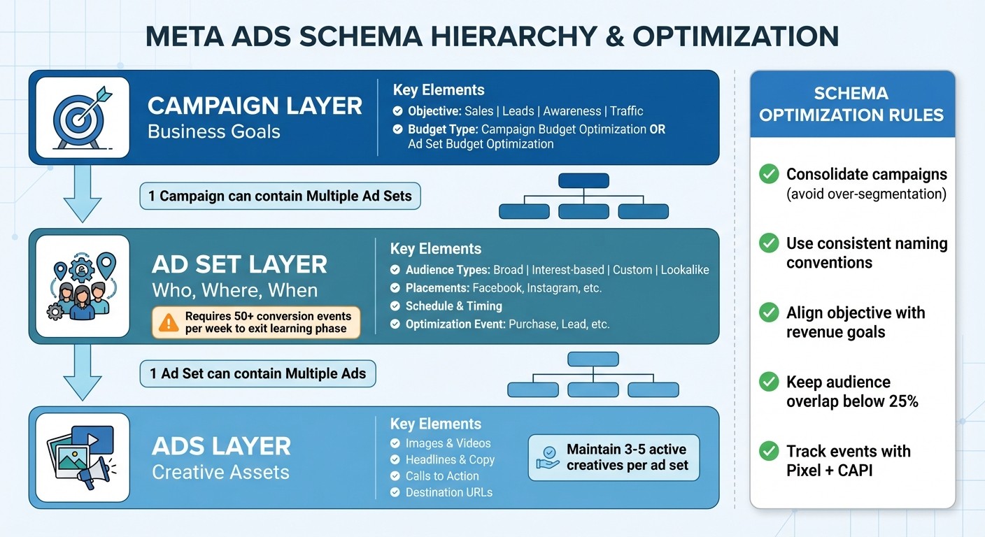 Meta Ads Campaign Structure: 3-Layer Schema with Key Requirements