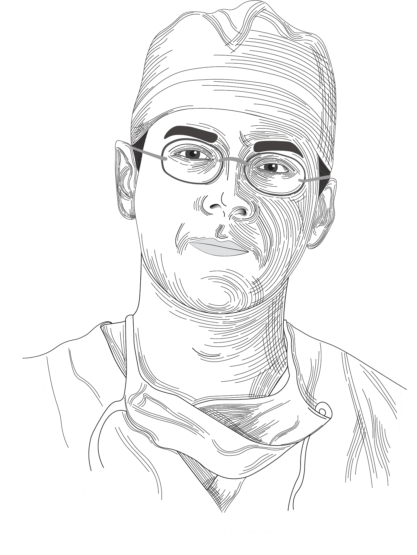 A surgeon looking at the camera