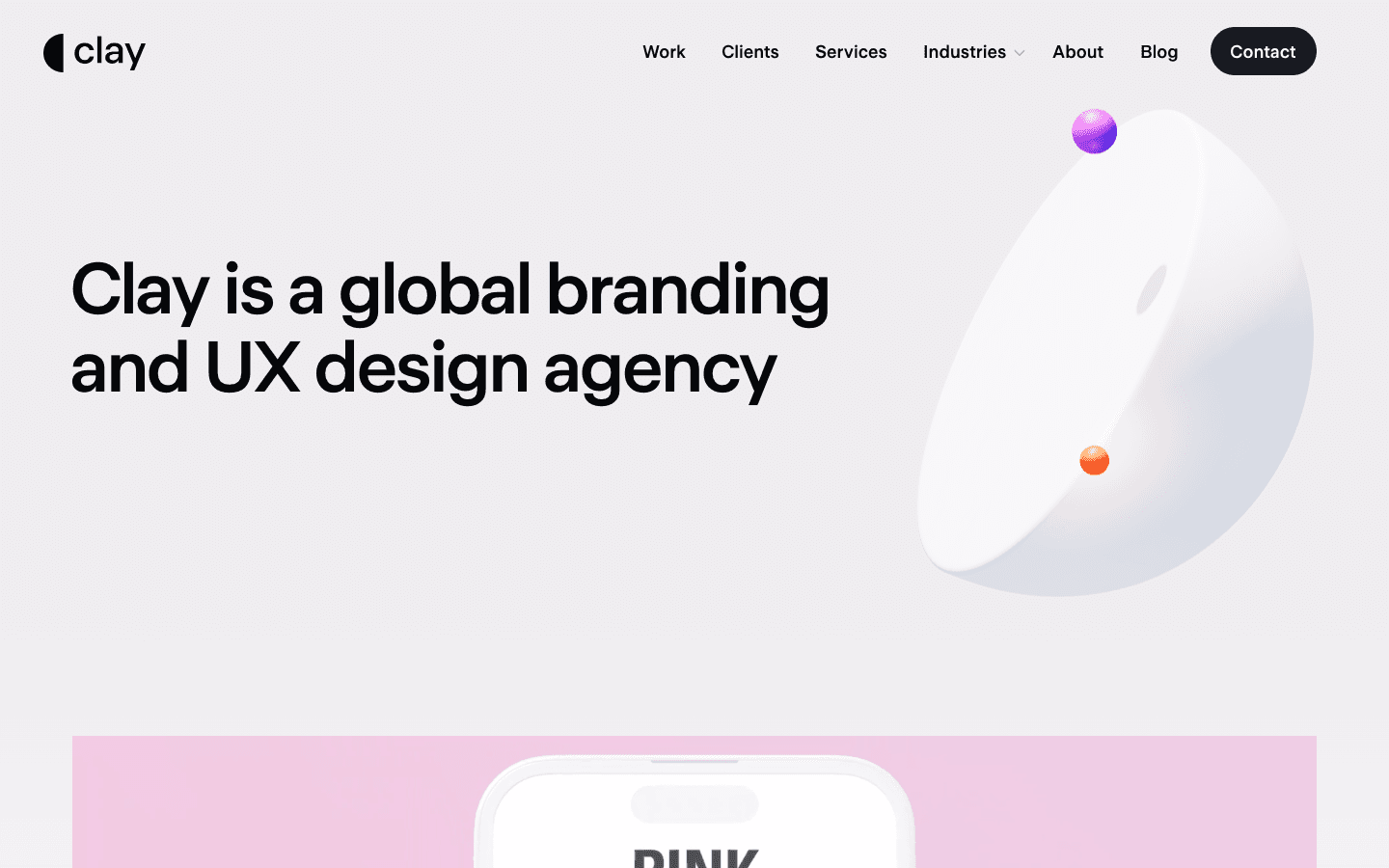 Clay: Clean aesthetics, modular components, funded startups listed among the best b2c landing page design agencies for b2c expertise