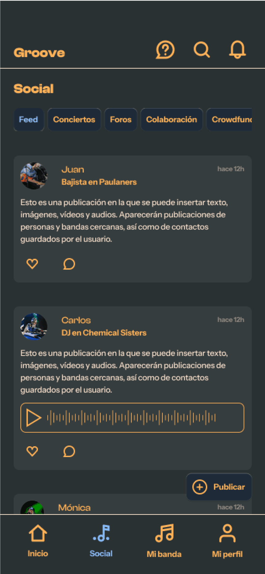 Prototipo de app para músicos