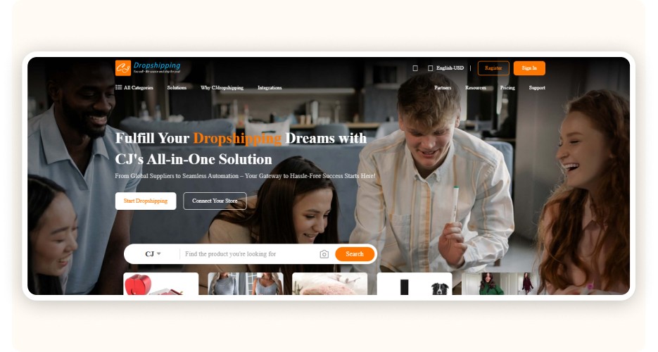 CJ Dropshipping homepage