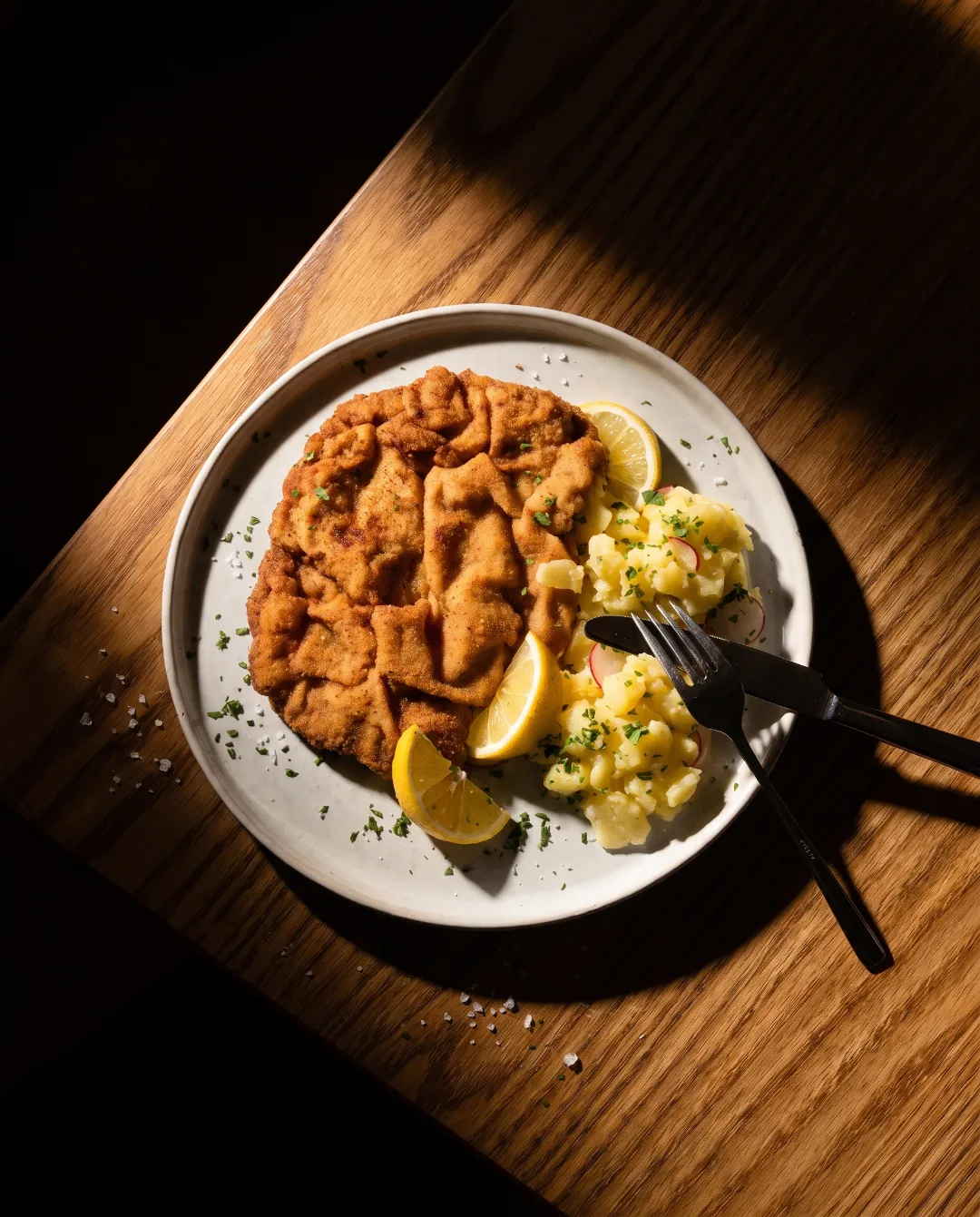 Traditional dumpling dish with side salad