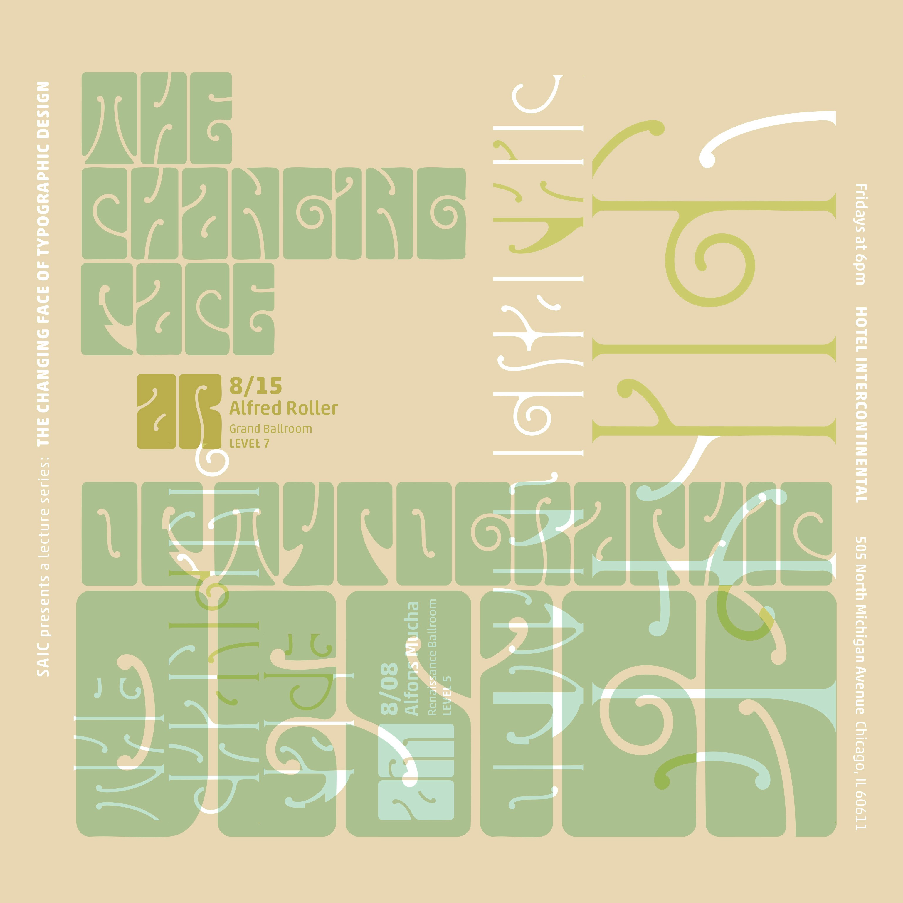 Second event poster in a series of three, illustrating the lineage of influences from Art Nouveau, Vienna Secession, and finally Psychedelia.