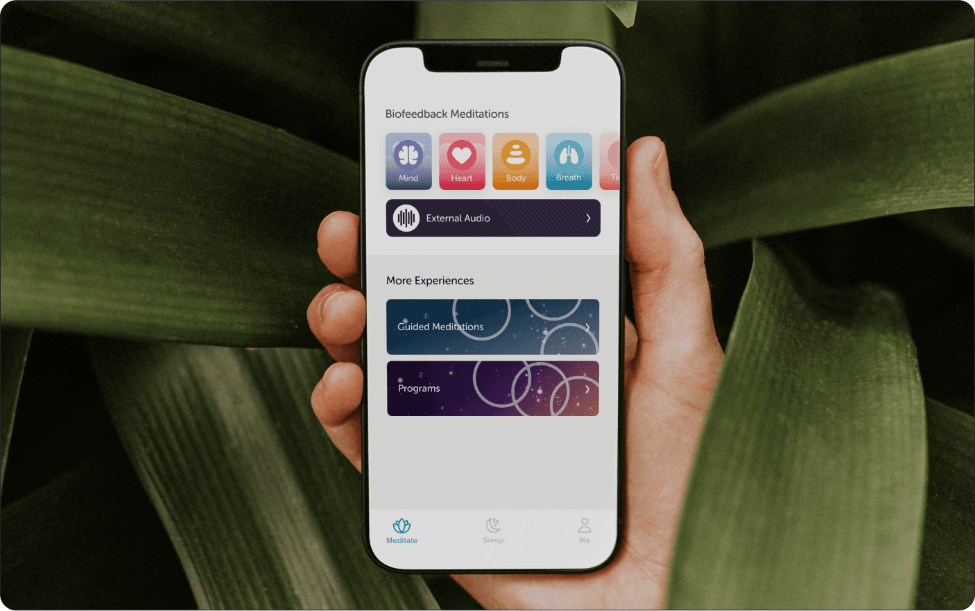 Inside-program mockup showing redesigned session experience