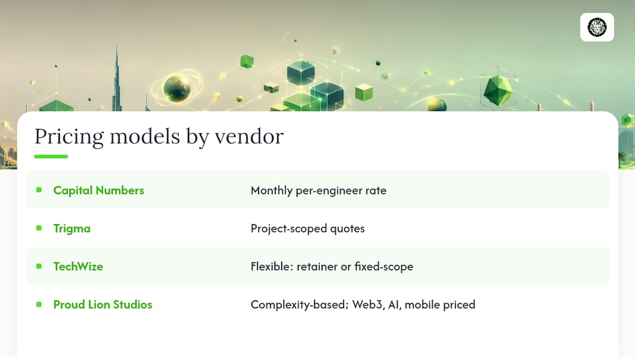 Diagram comparing vendor pricing models