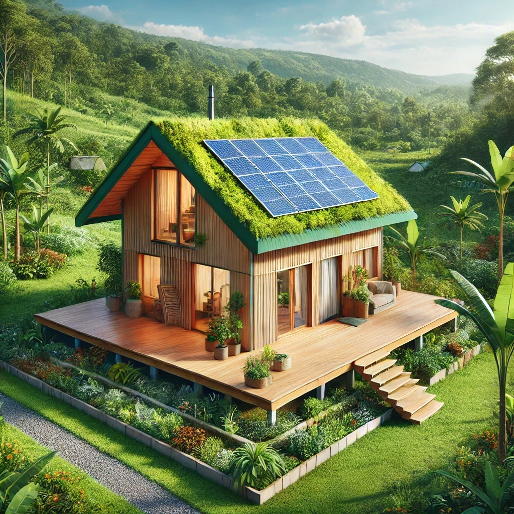 Image du prototype d'une maison écoresponsable aux Antilles.