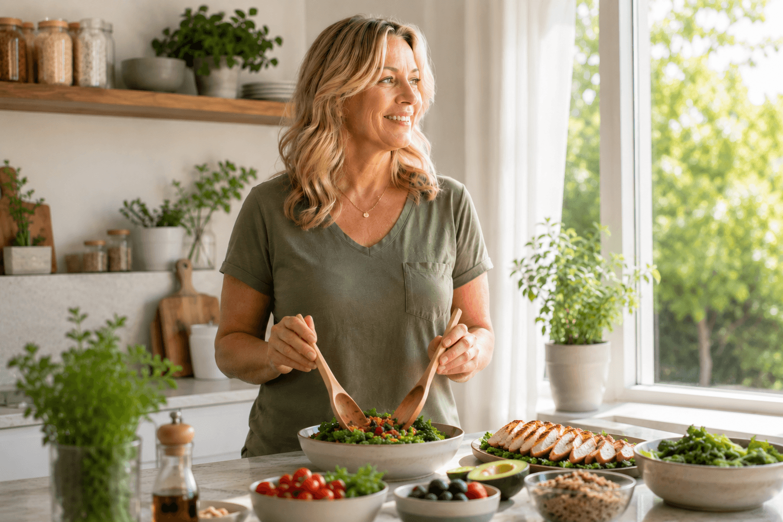 Man chopping vegetables and healthy food in a kitchen