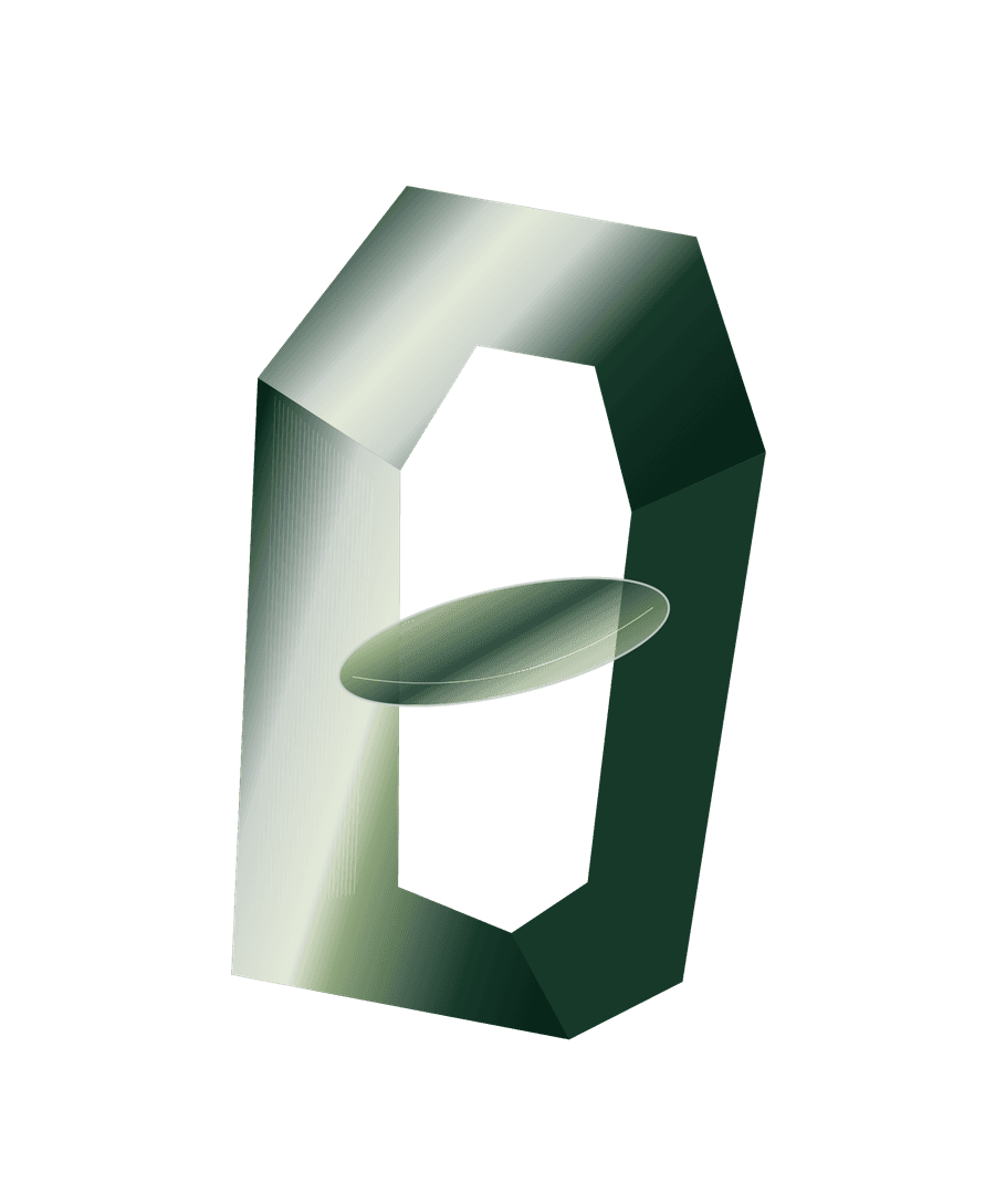 Mineral Gate, an original moss-green and silver nature-tech vector illustration by Wuren Studio.