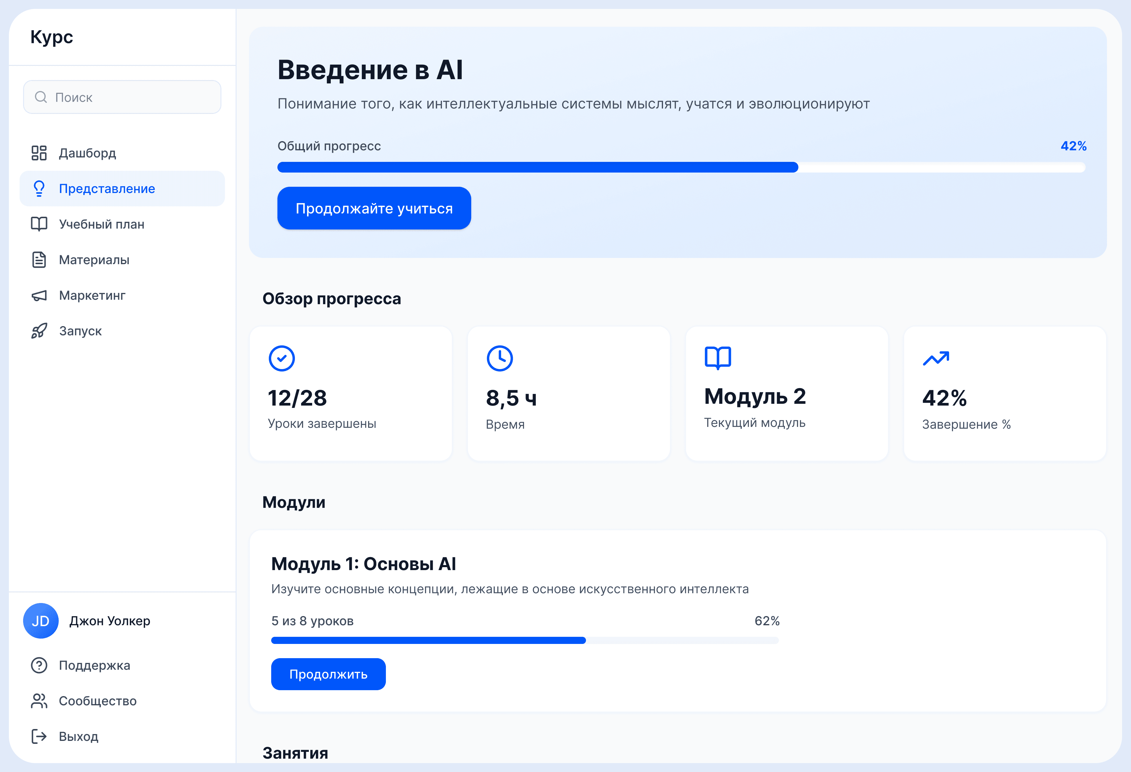 Business dashboard showing revenue, deals, customer list, growth chart, and new activity. 