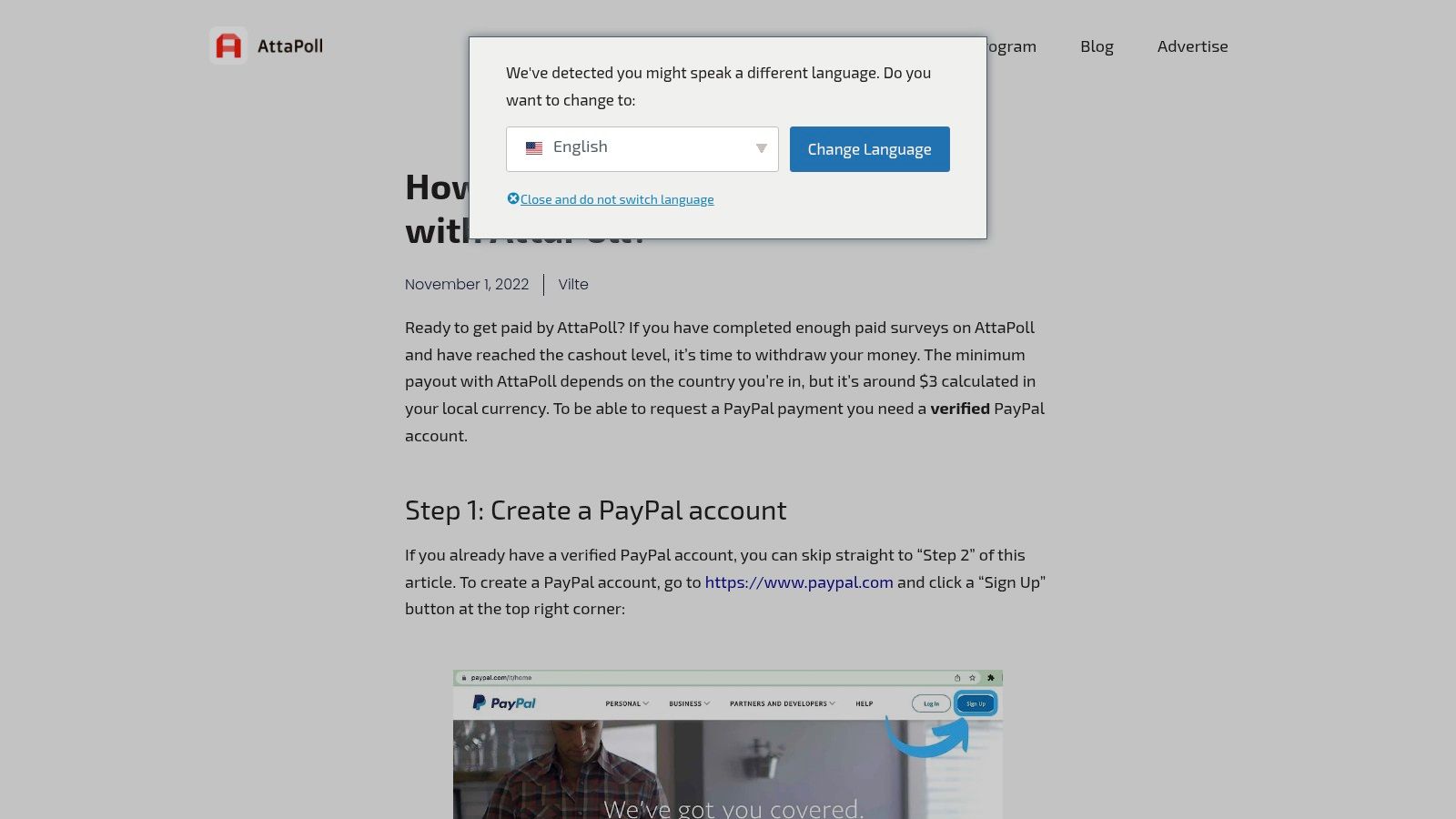 A person using the AttaPoll app to take surveys and earn money on their smartphone.