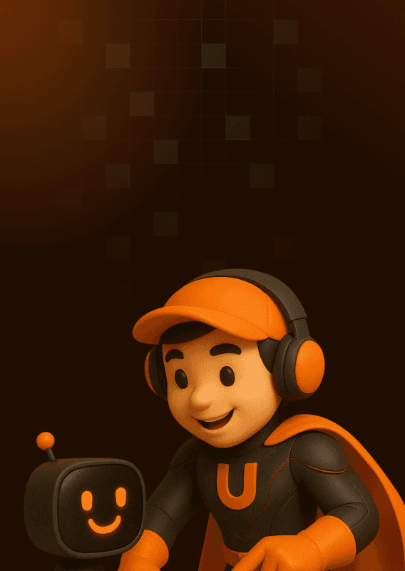 Upslide Mascot playing with AI