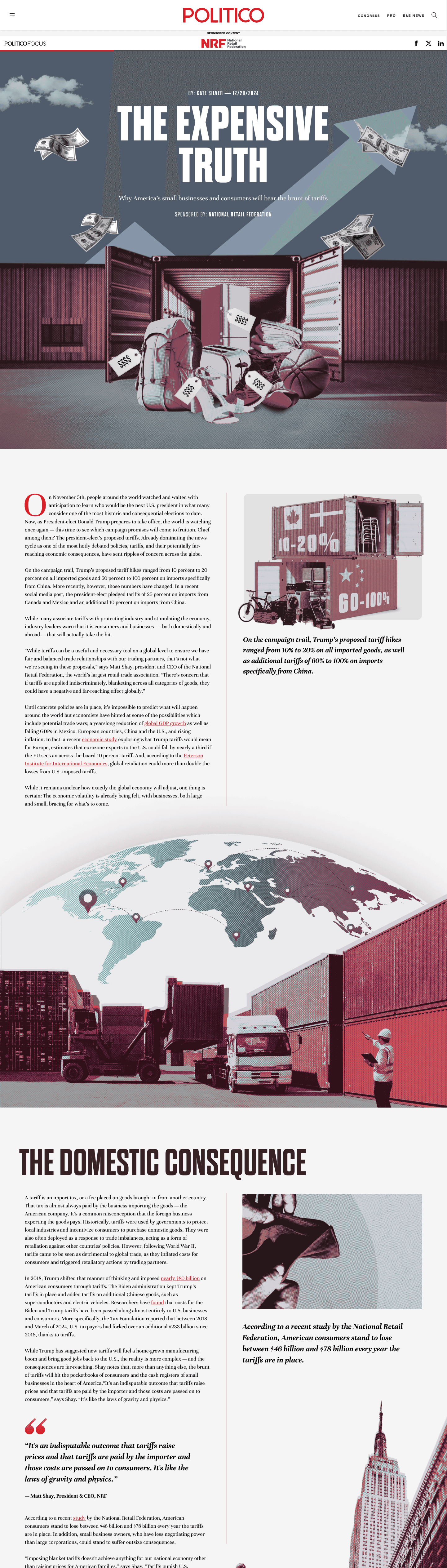 Screenshot of a Political article webpage