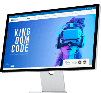 Website mockup on desktop showing the refreshed KNDCode homepage.