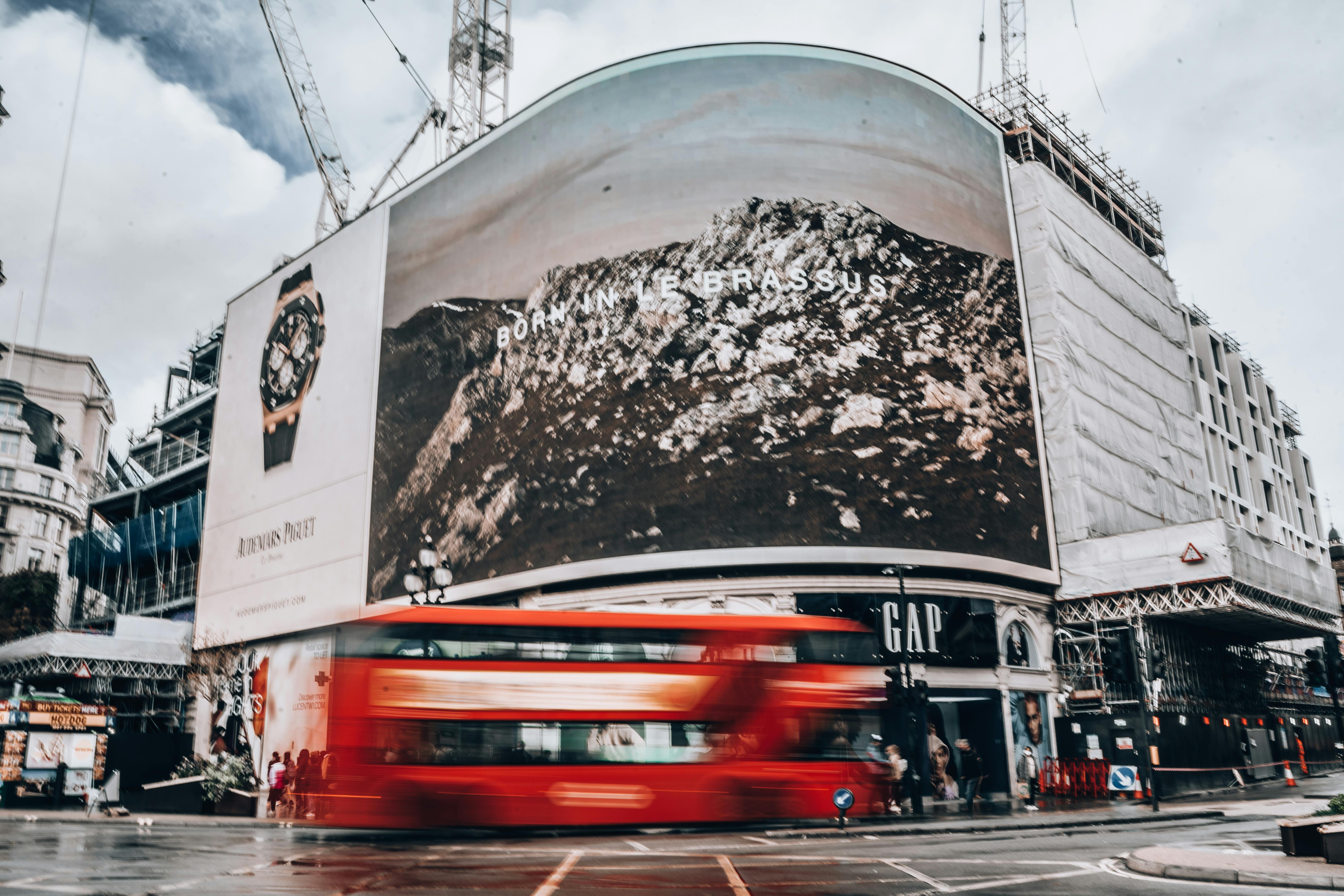 digital advertiment over busy london street