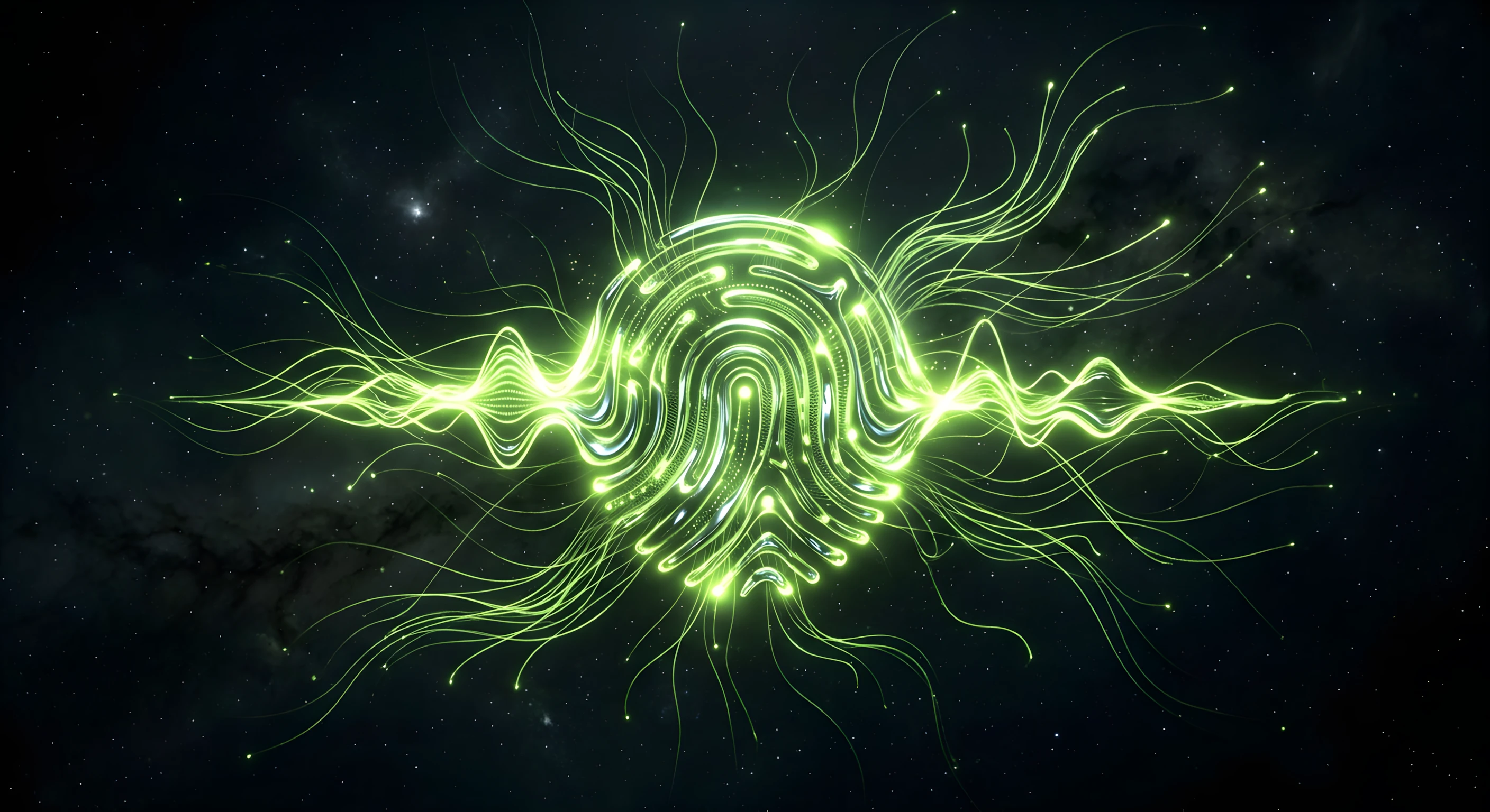 Unique audio identity radiating brand recognition — sound logo waveform signal