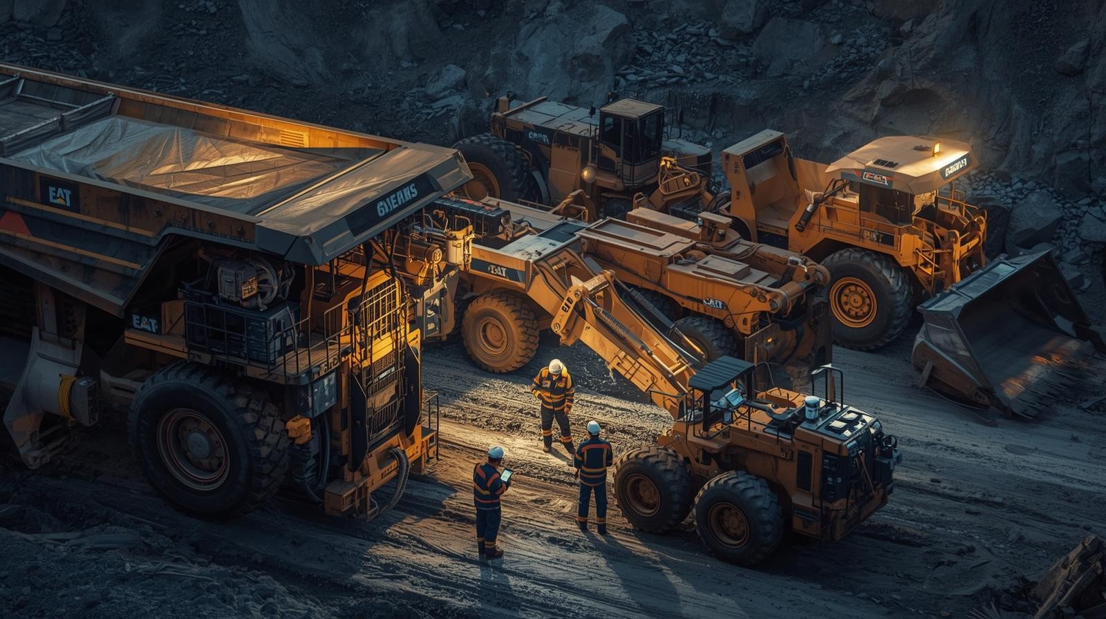 Mining fleet tracked via GPS to improve operational efficiency and reduce downtime.