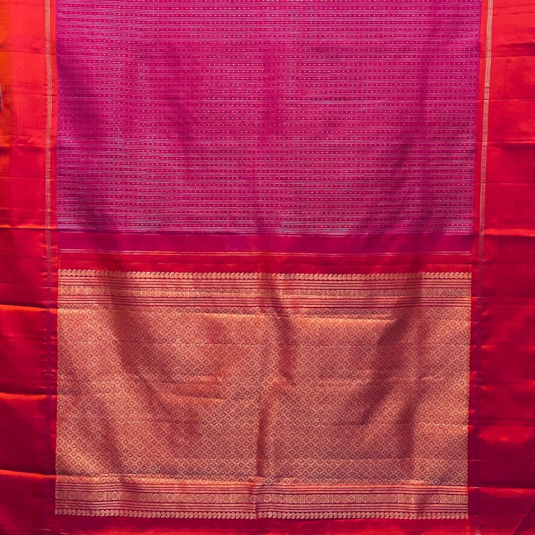 Bright Pink and Orange Kanchivaram Silk Saree