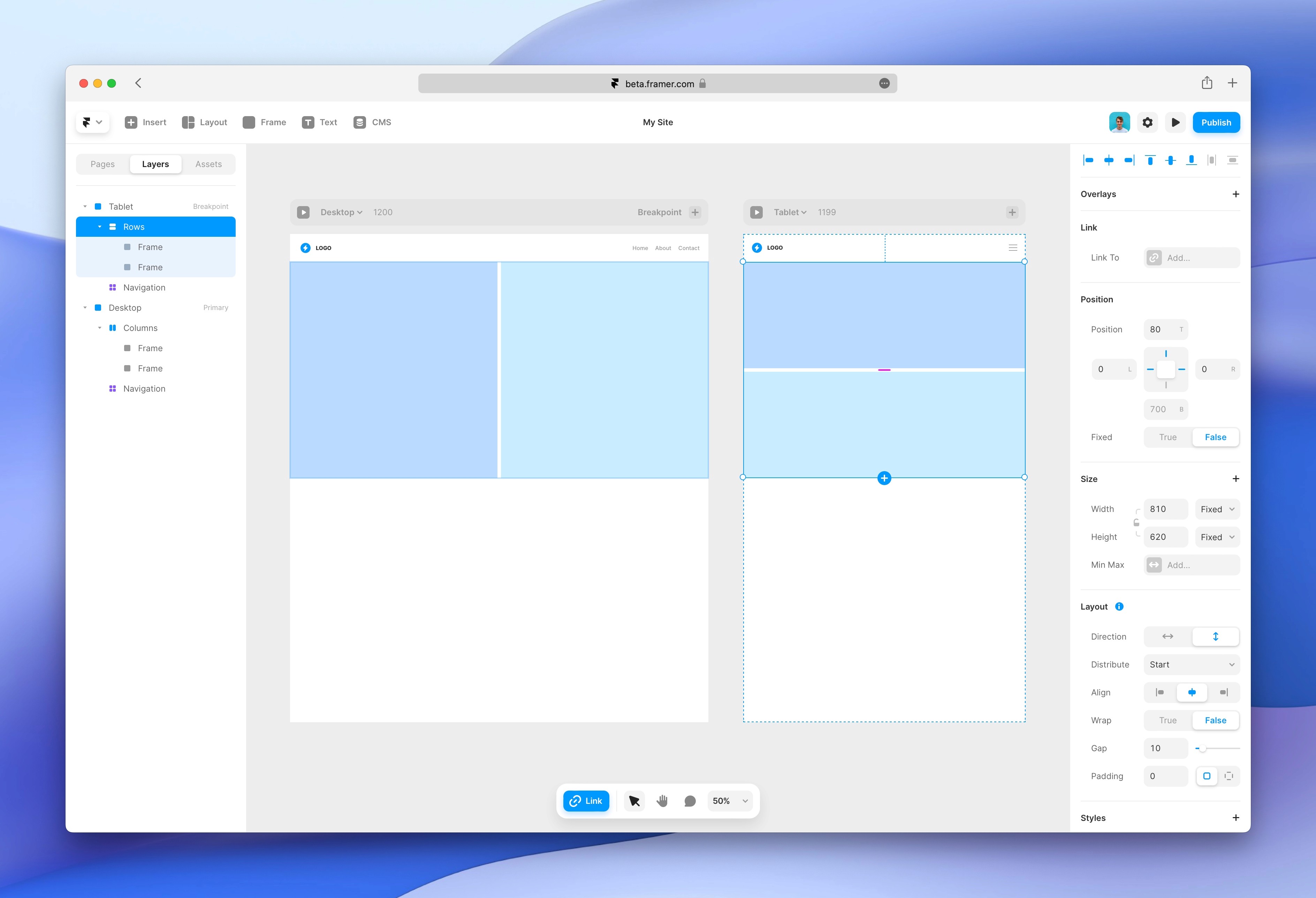 Framer Learn: Layout Tool