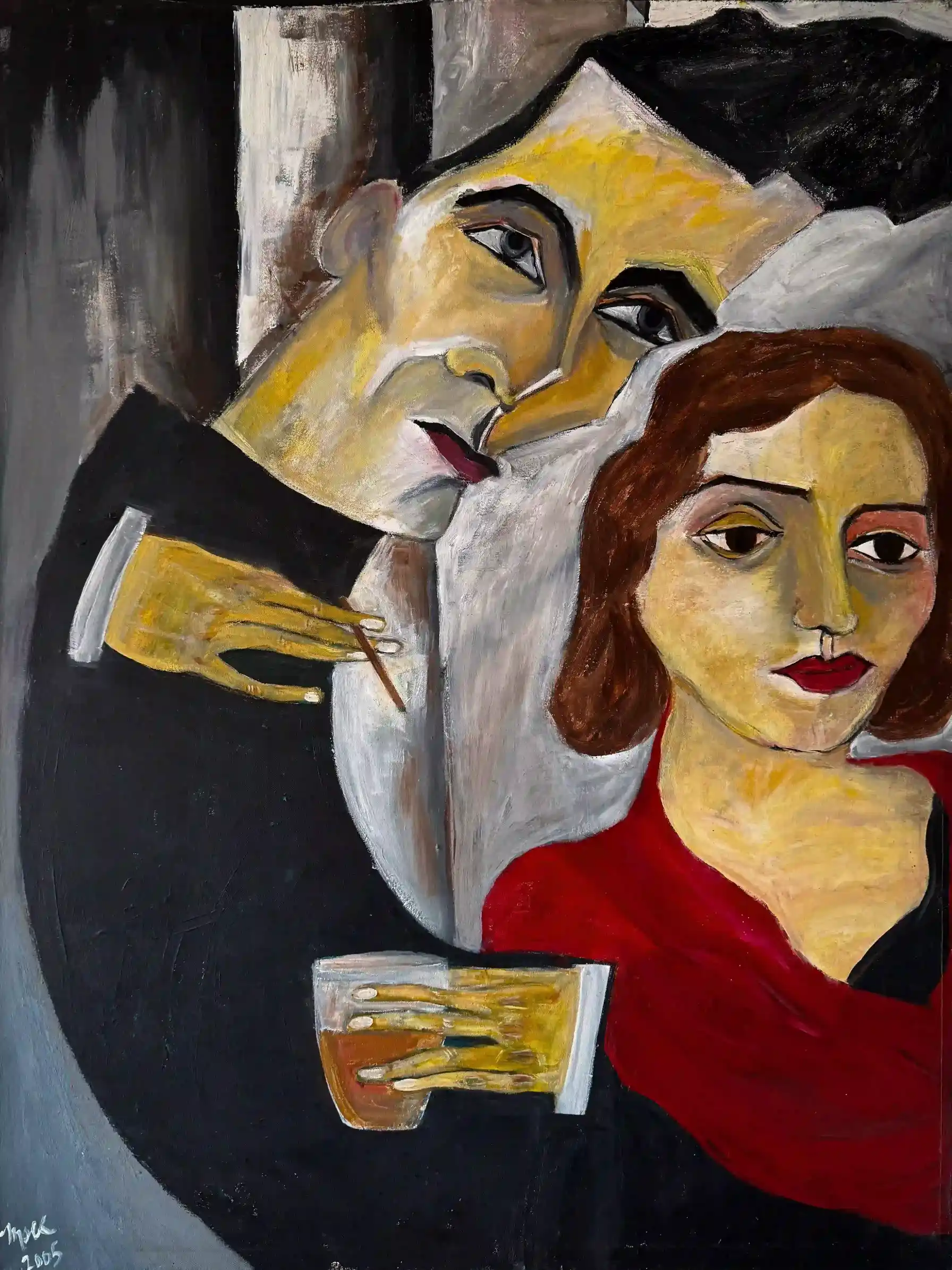 Man and woman painting